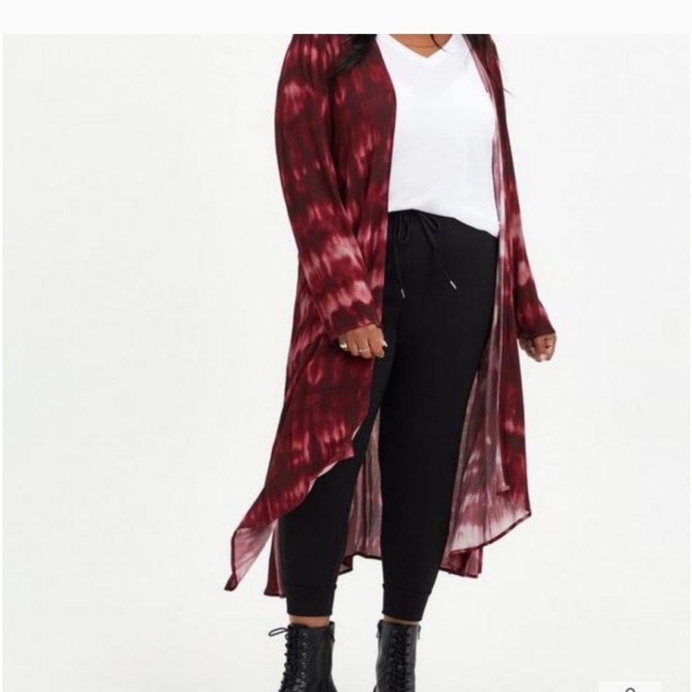 Torrid Tie Dye Gauze Open Front Longline Kimono Duster Cardigan Plus Size 00 Lg